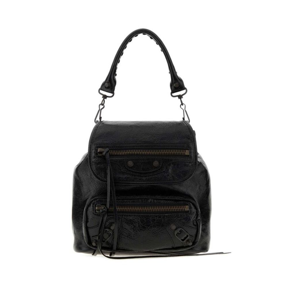 Balenciaga Women Black Leather Mini Le City Backpack